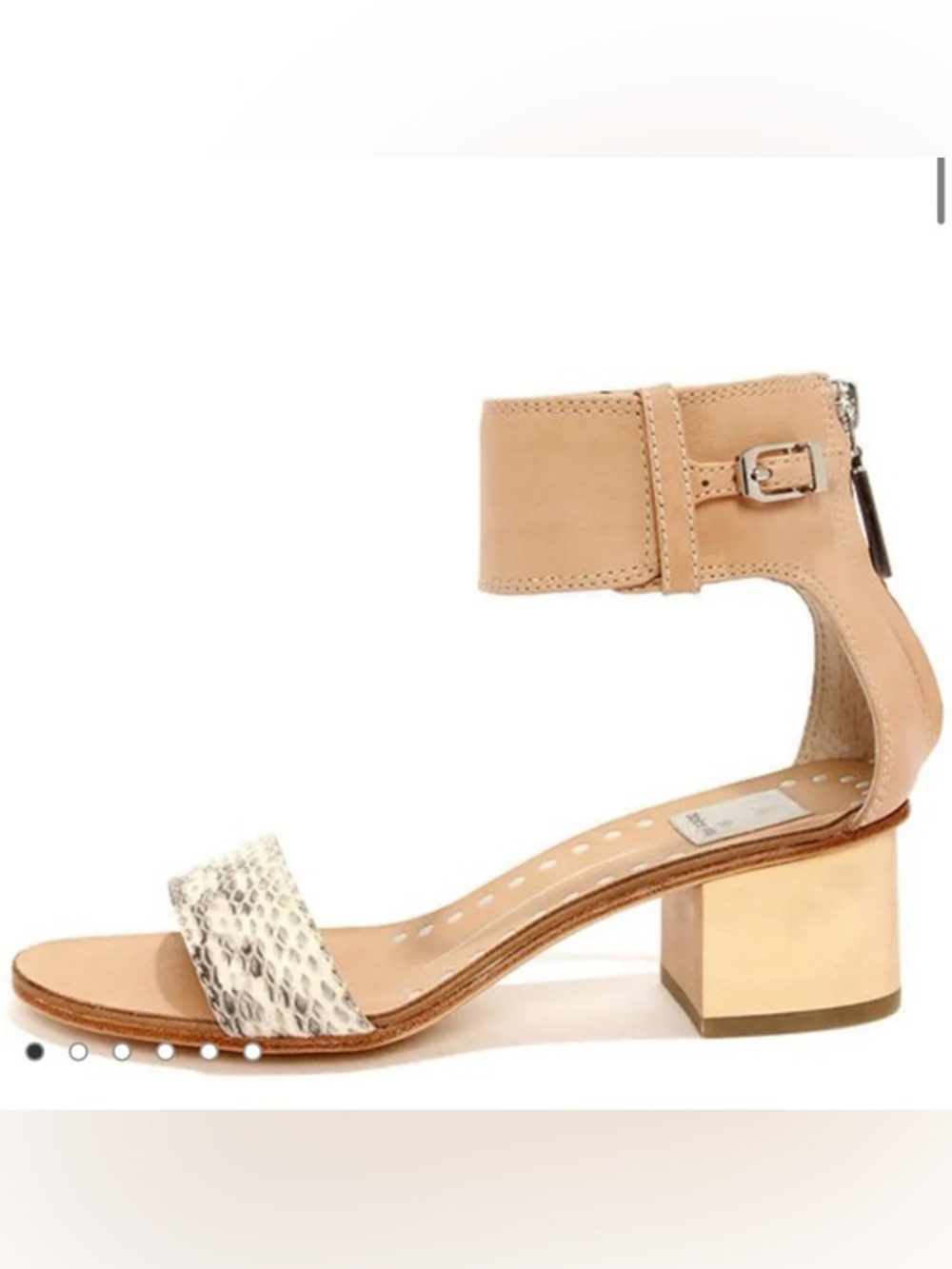 Dolce Vita Foxie Natural Snakeskin Learher Ankle-Strap Block Heel Sandal